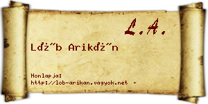 Löb Arikán névjegykártya